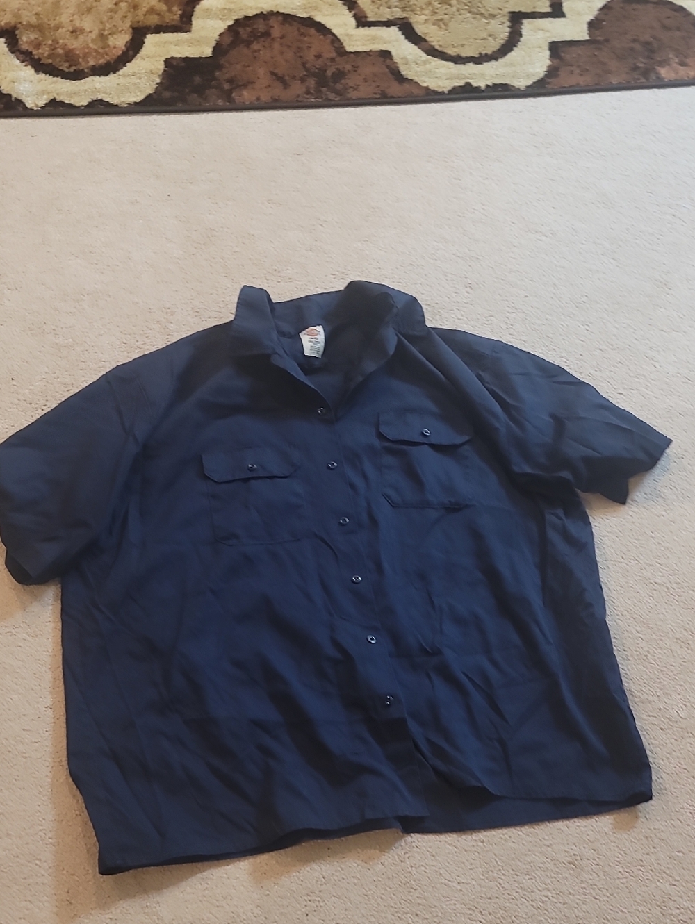 Navy Short-Sleeve Button-Up Shirt